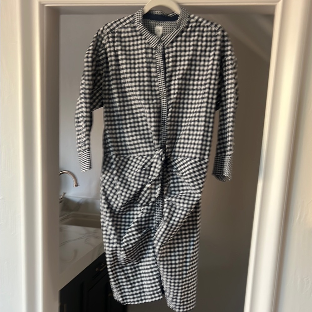 GAP Black and White Checkered Midi Dress